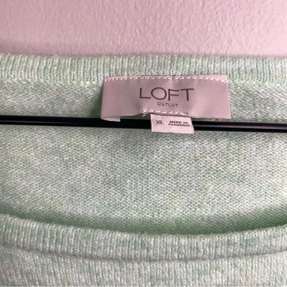 Loft mint green 3/4 tie sleeves XL cotton blend sweater - Picture 3 of 4